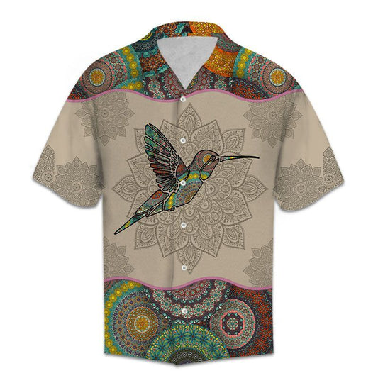 Hawaiian Shirt Women Men Mandala Hummingbird