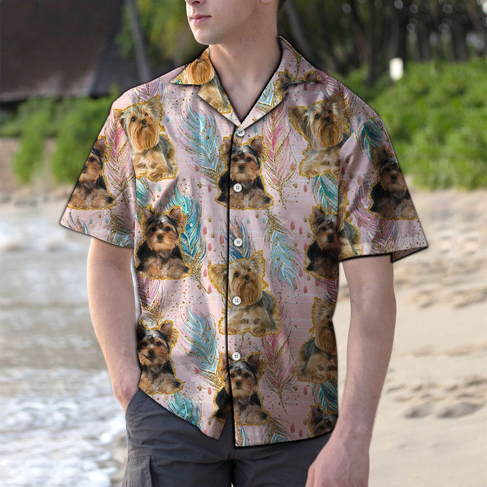 Hawaiian Shirt Yorkshire Terrier Boho Feather For Men Women