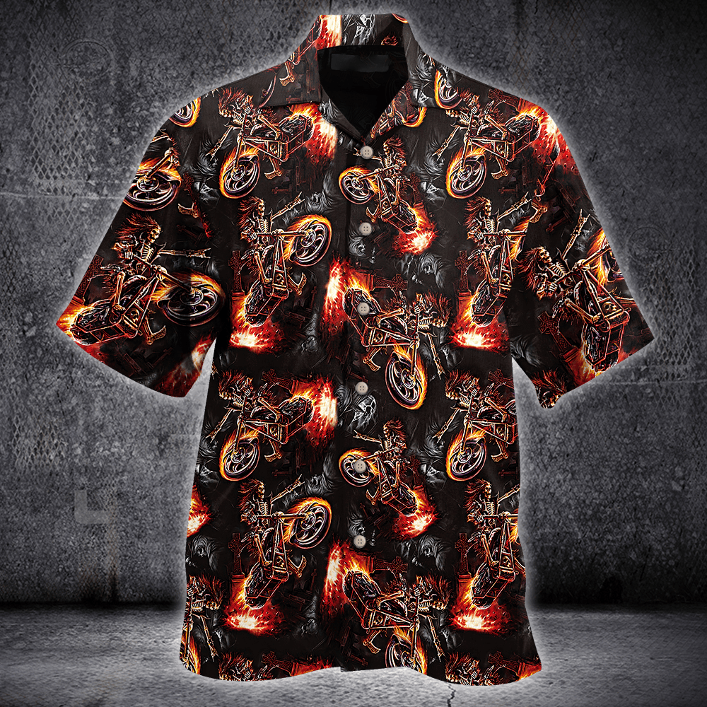 Hell Skull Ride Motocycles Hawaiian Aloha Shirt For Men Women