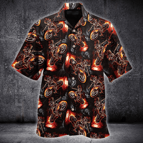 Hell Skull Ride Motocycles Hawaiian Aloha Shirt For Men Women