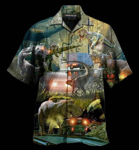 Here Is Restricted Area Dinosaur Multicolor Best Design Hawaiian Shirt For Men Women