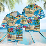 Hippie Bus Summer Vacation Blue Amazing Design Hawaiian Shirt For Men Women