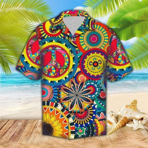 Hippie Colorful Summer Vibe Tropical Hawaiian Aloha Shirt For Men Women