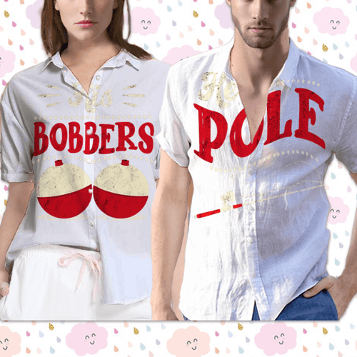 His Bobbers Her Pole Fishing Couple Hawaiian Shirt For Men Women