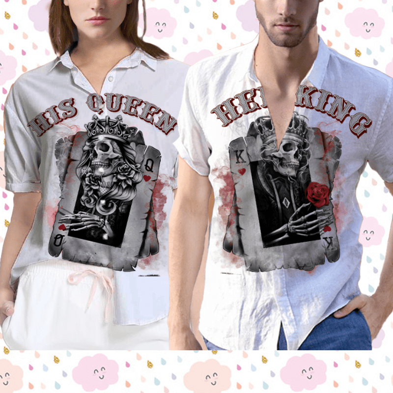 His Queen Her King Poker Couple Hawaiian Shirt For Men Women