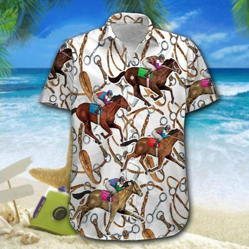 Horse Racing Colorful Hawaiian Shirt For Men Women
