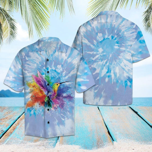 Hummingbird Blue Tie Dye Blue Amazing Design Hawaiian Shirt For Men Women