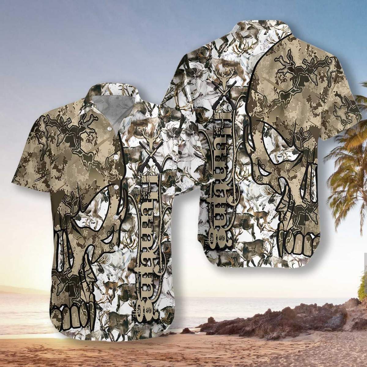 Hunting Skull Camo Hawaiian Shirt For Men Women