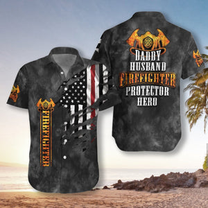 Husband Daddy Firefighter Hawaiian Shirt For Men Women