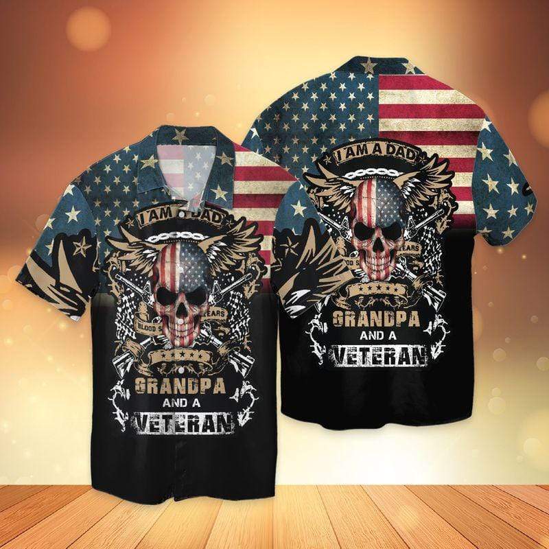 I Am A Dad Grandpa A Veteran Hawaiian Shirt For Men Women