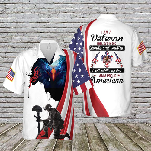 I Am A Veteran I Believe In God Family Country Hawaiian Shirt For Men Women