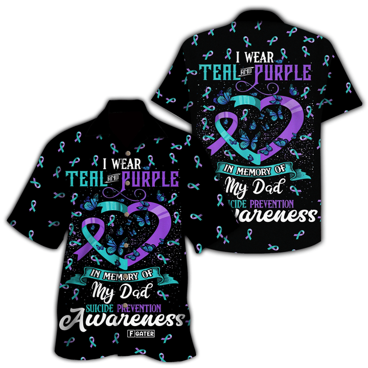 I Wear Teal Purple For My Dad Hawaiian Shirt For Men Women