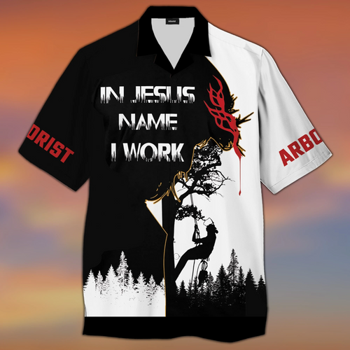 In Jesus Name I Work Hawaiian Shirt For Men Women
