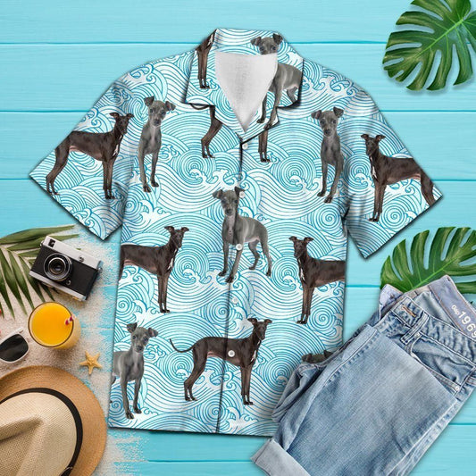 Italian Greyhound Waves Blue Amazing Design Hawaiian Shirt For Men Women