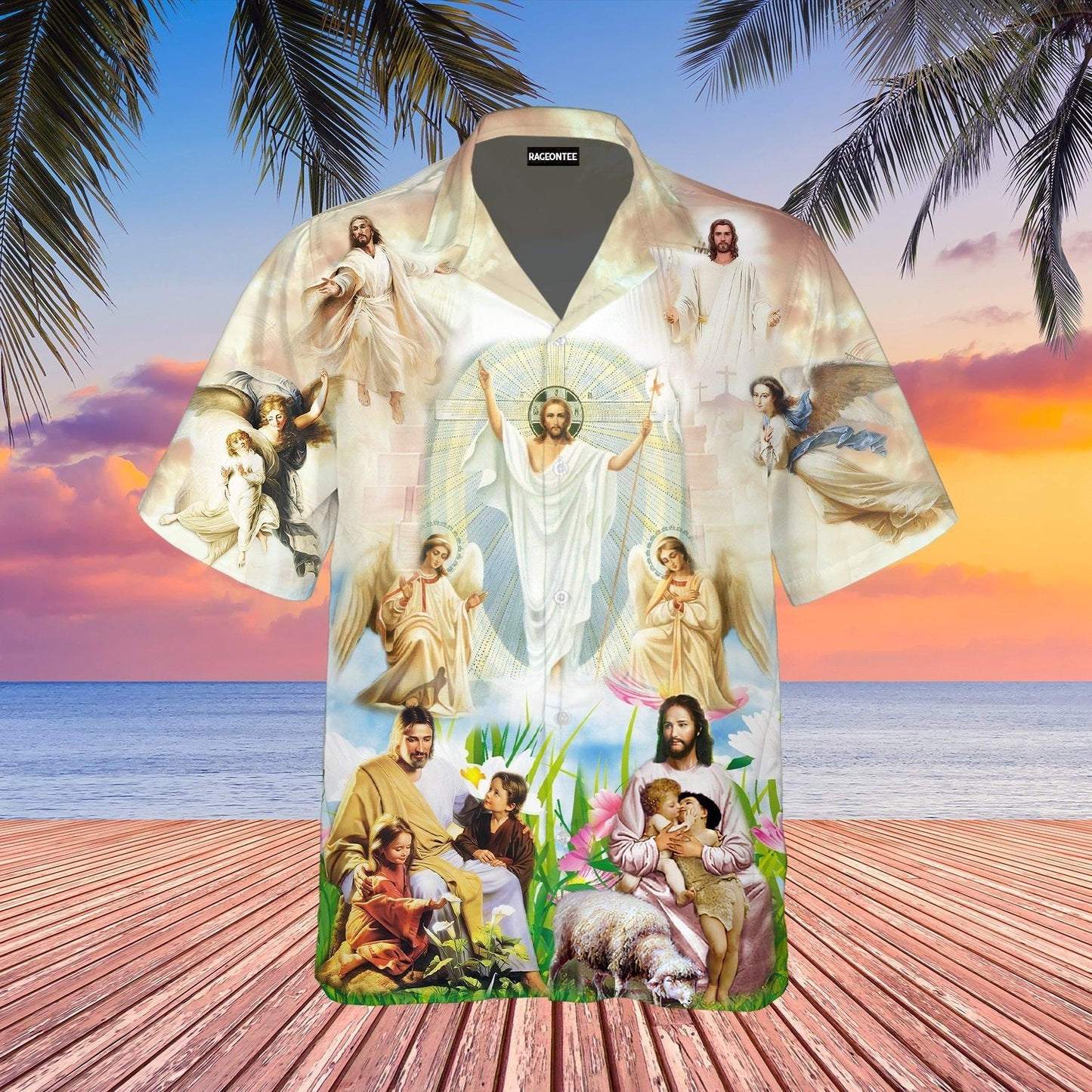 Jesus Are Playing With Children Hawaiian Shirt For Men Women