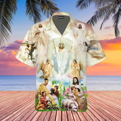Jesus Are Playing With Children Hawaiian Shirt For Men Women