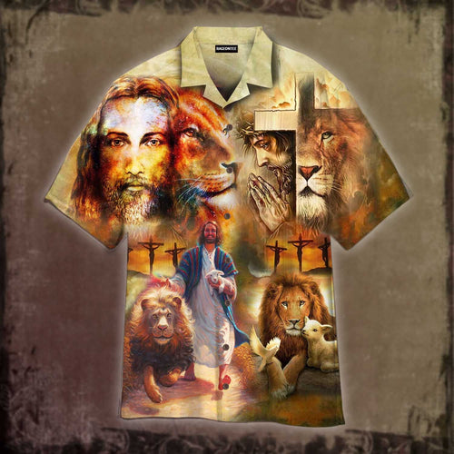 Jesus Faith Hope Love Lion Hawaiian Shirt For Men Women