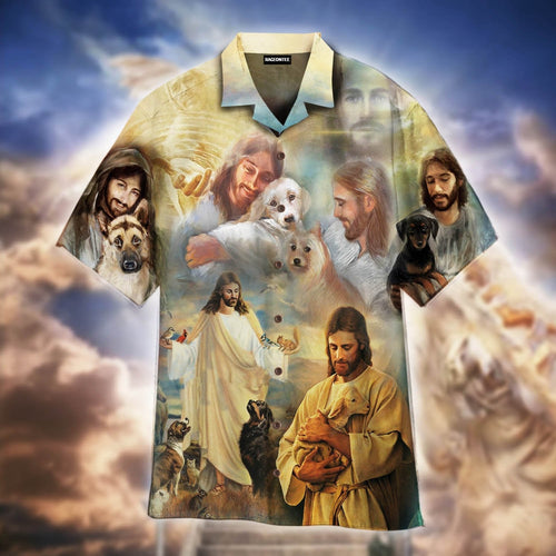 Jesus Hugging Dogs Hawaiian Shirt For Men Women