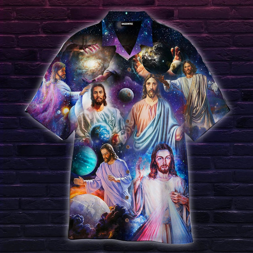 Jesus In Colorful Universe Hawaiian Shirt For Men Women