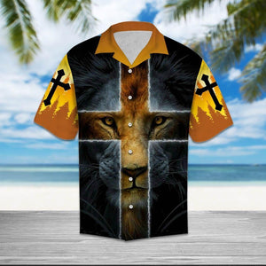 Jesus Is My God Black Orange Awesome Design Hawaiian Shirt For Men Women