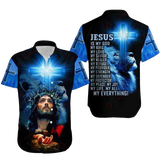 Jesus Is My King Lion Blue Light Hawaiian Shirt For Men Women