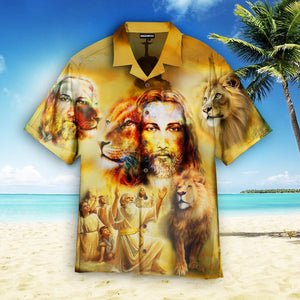 Jesus Lion Are Glowing Hawaiian Shirt For Men Women