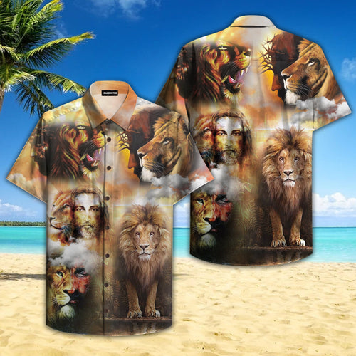 Jesus Lion Faith Over Fear Hawaiian Shirt For Men Women