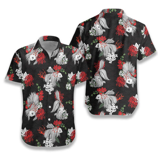 Koi Fish Flowers Hawaiian Shirt For Men Women