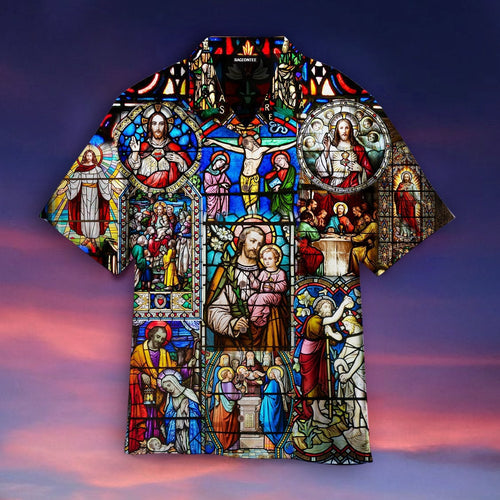 Life Of Jesus Stained Glass Hawaiian Shirt For Men Women