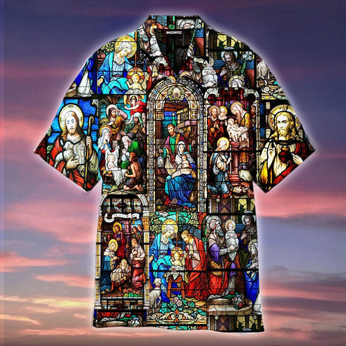 Life Of Jesus Stained Glass Window Hawaiian Shirt For Men Women