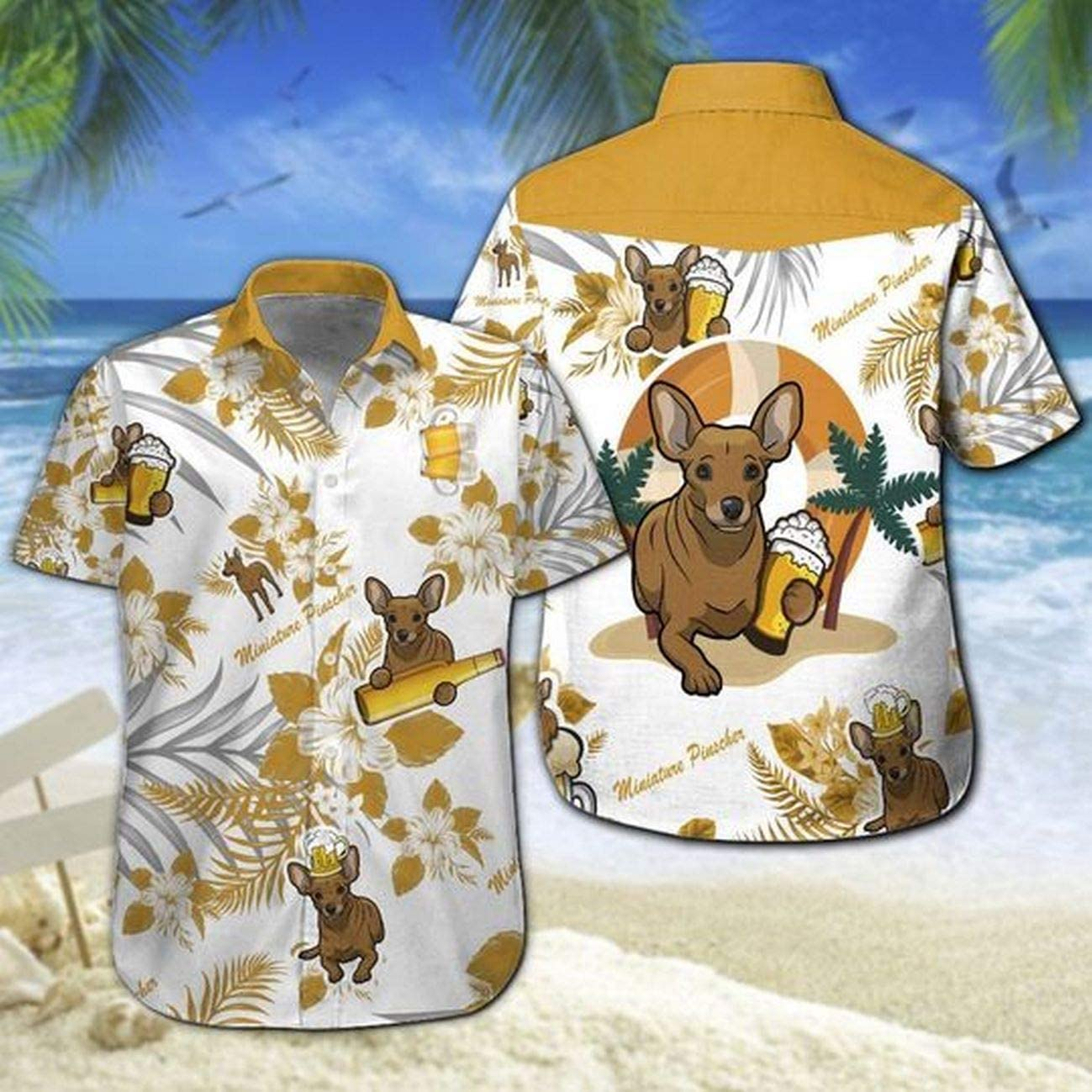 Linktee Miniature Pinscher Beer Hawaiian Shirt For Men Wonmen