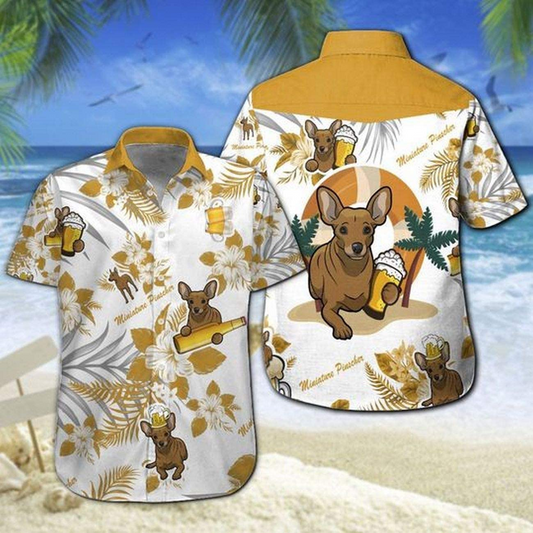 Linktee Miniature Pinscher Beer Hawaiian Shirt For Men Wonmen