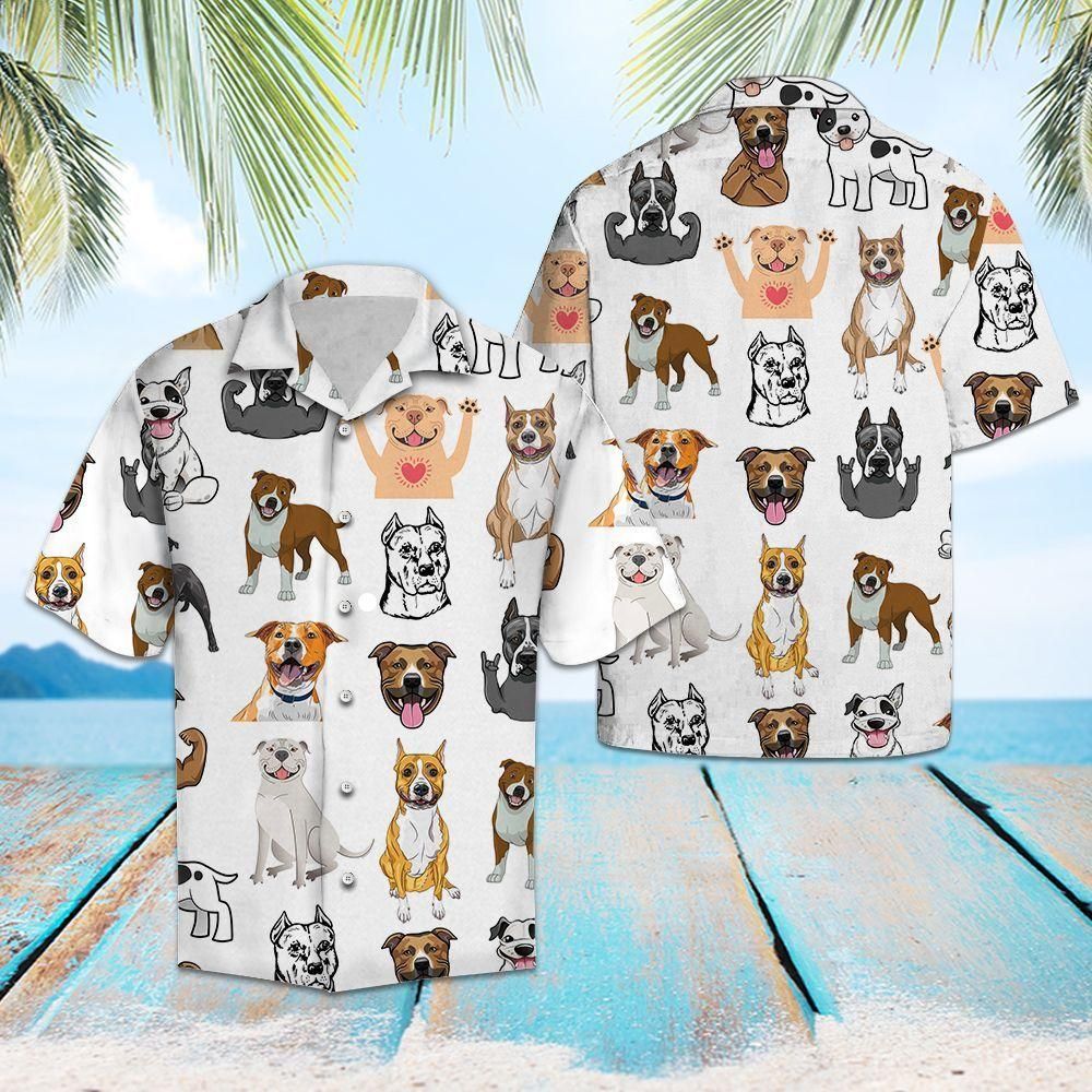 Love Staffordshire Bull Terrier White Unique Design Hawaiian Shirt For Men Women