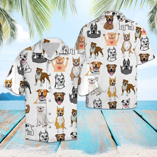 Love Staffordshire Bull Terrier White Unique Design Hawaiian Shirt For Men Women