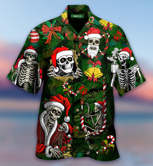Merry Xmas Skulls Hawaiian Shirt For Men Women
