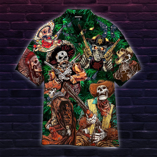 Mexican Cowboy Skull Hawaiian Shirt For Men Women