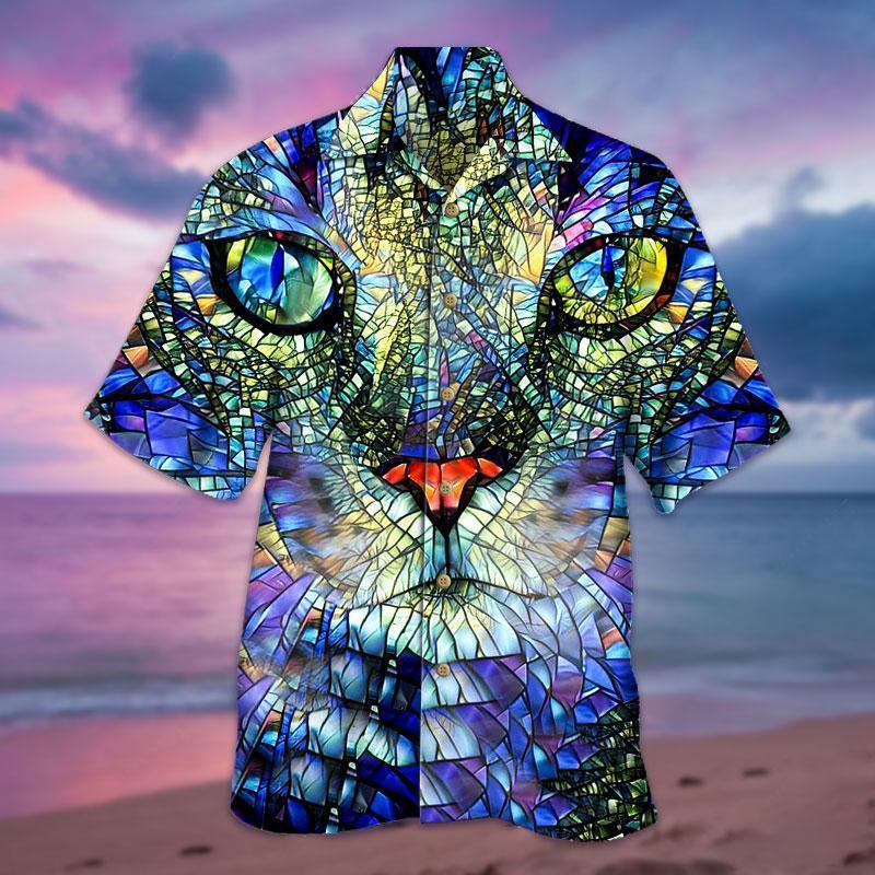 Mirror 3d Cat Hawaiian Shirt For Men Women