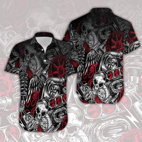 Motorbike Skull Art Hawaiian Shirt For Men Women