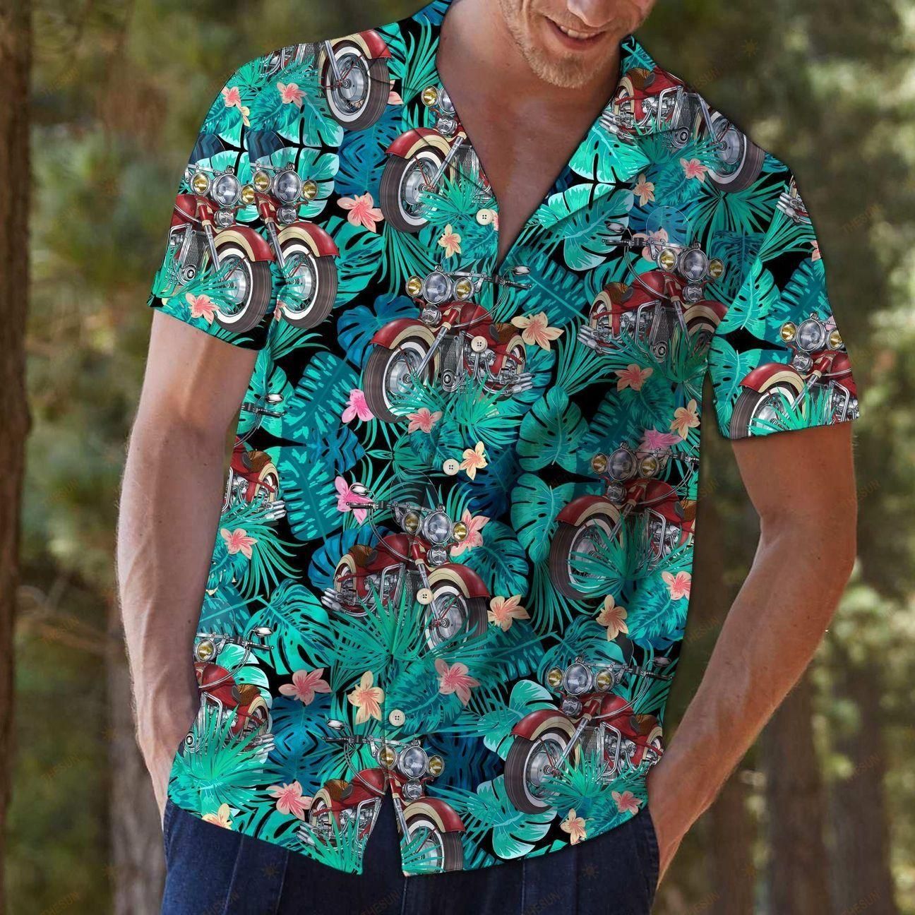 Motorbike Tropical Multicolor Unique Design Hawaiian Shirt For Men Women
