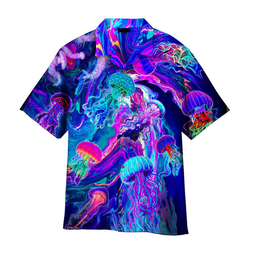 Neon Jellyfish Under The Sea Hawaiian Shirt For Men Women
