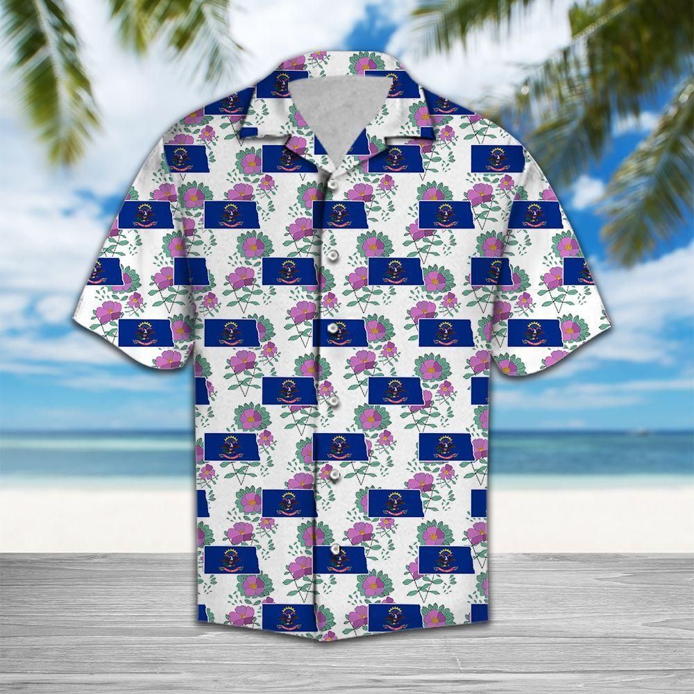 North Dakota Wild Prairie Rose White Pink Unique Design Hawaiian Shirt For Men Women