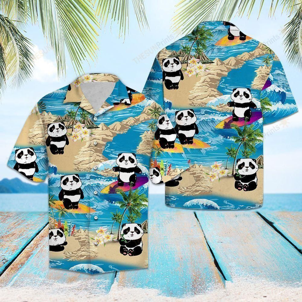 Panda Summer Vacation Blue Unique Design Hawaiian Shirt For Men Women