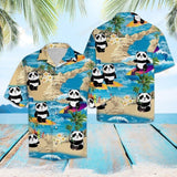 Panda Summer Vacation Blue Unique Design Hawaiian Shirt For Men Women