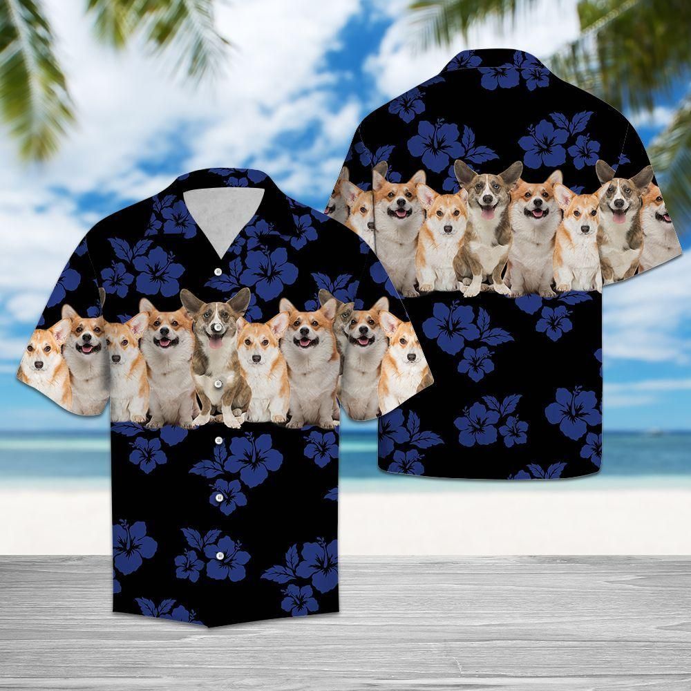 Pembroke Welsh Corgi Blue Unique Design Hawaiian Shirt For Men Women