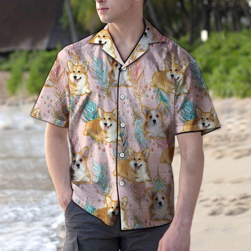 Pembroke Welsh Corgi Boho Feather Pink Best Design Hawaiian Shirt For Men Women