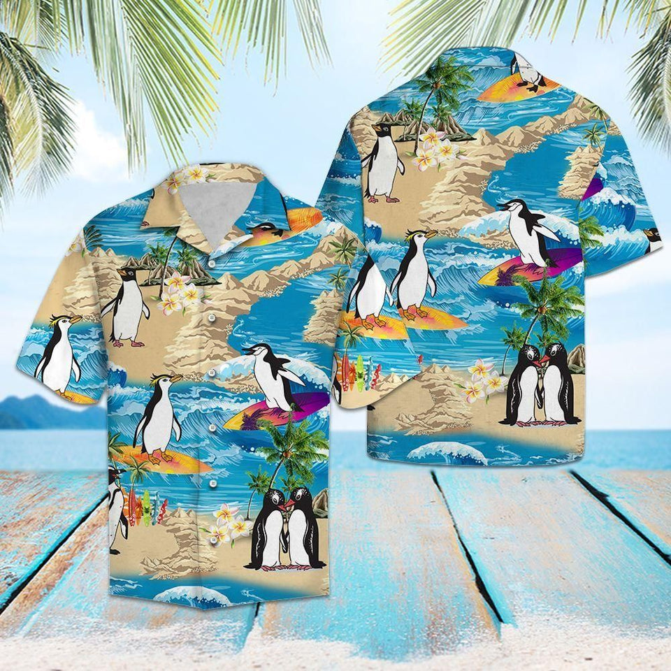Penguin Summer Vacation Blue Amazing Design Hawaiian Shirt For Men Women