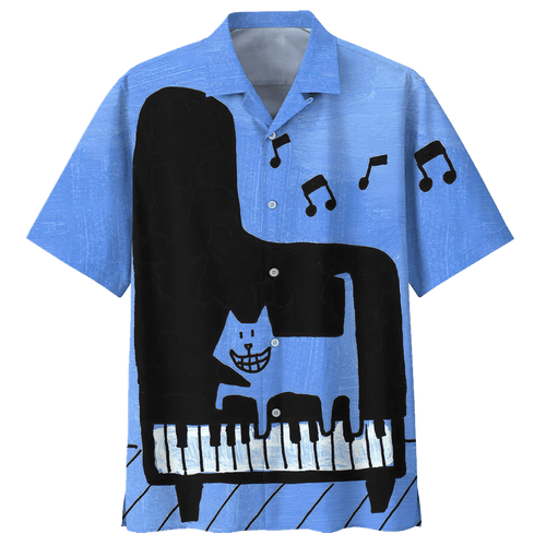 Piano Cat Hawaiian Shirt For Men Women