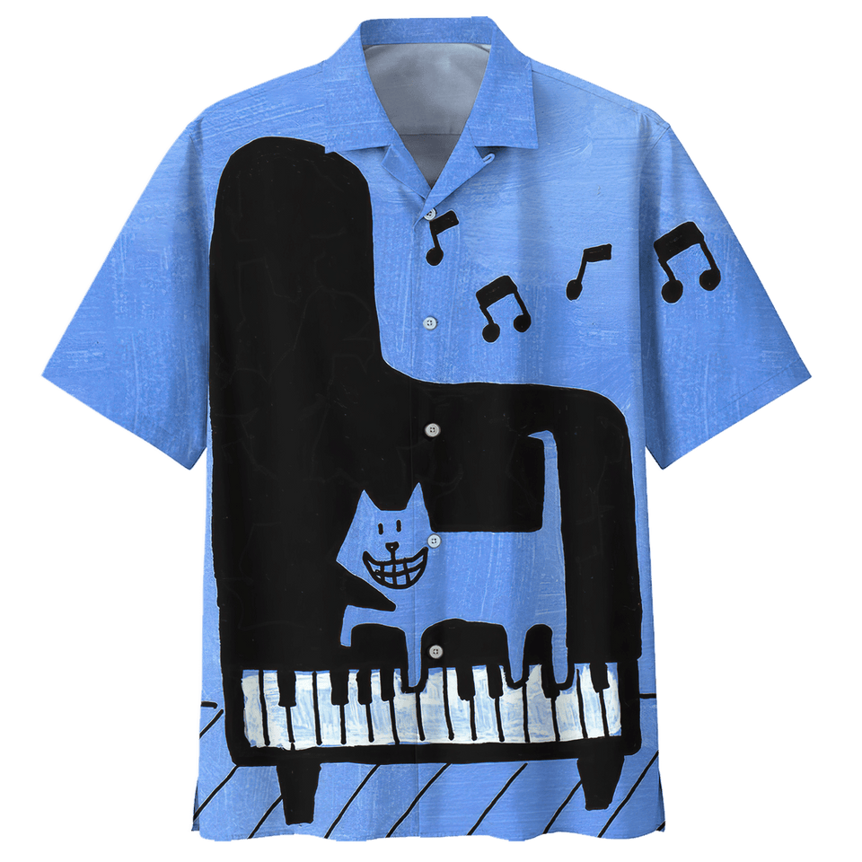 Piano Cat Hawaiian Shirt For Men Women
