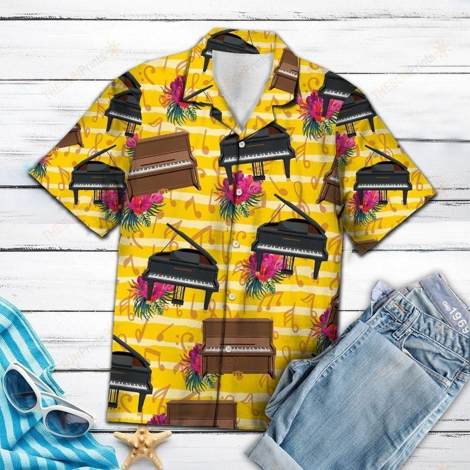 Piano For Vacation Yellow Nice Design Hawaiian Shirt For Men Women