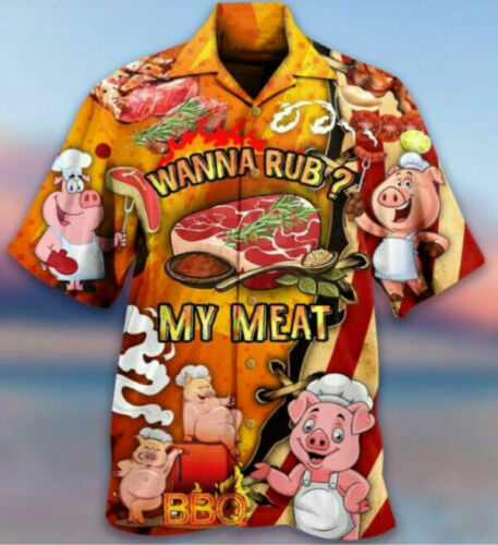 Pig Cute Wanna Rub My Meat Funny Barbecue Hawaiian Shirt For Men Women
